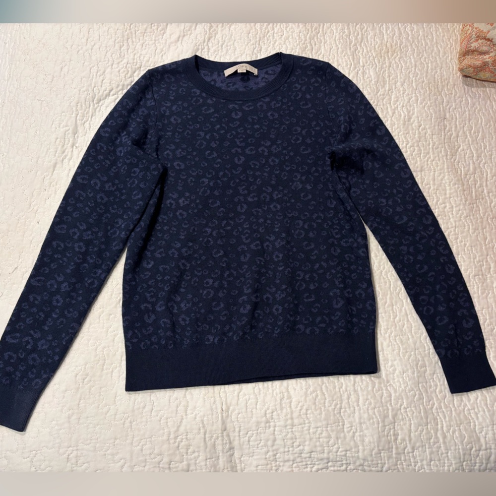 Loft Navy Leopard print sweater